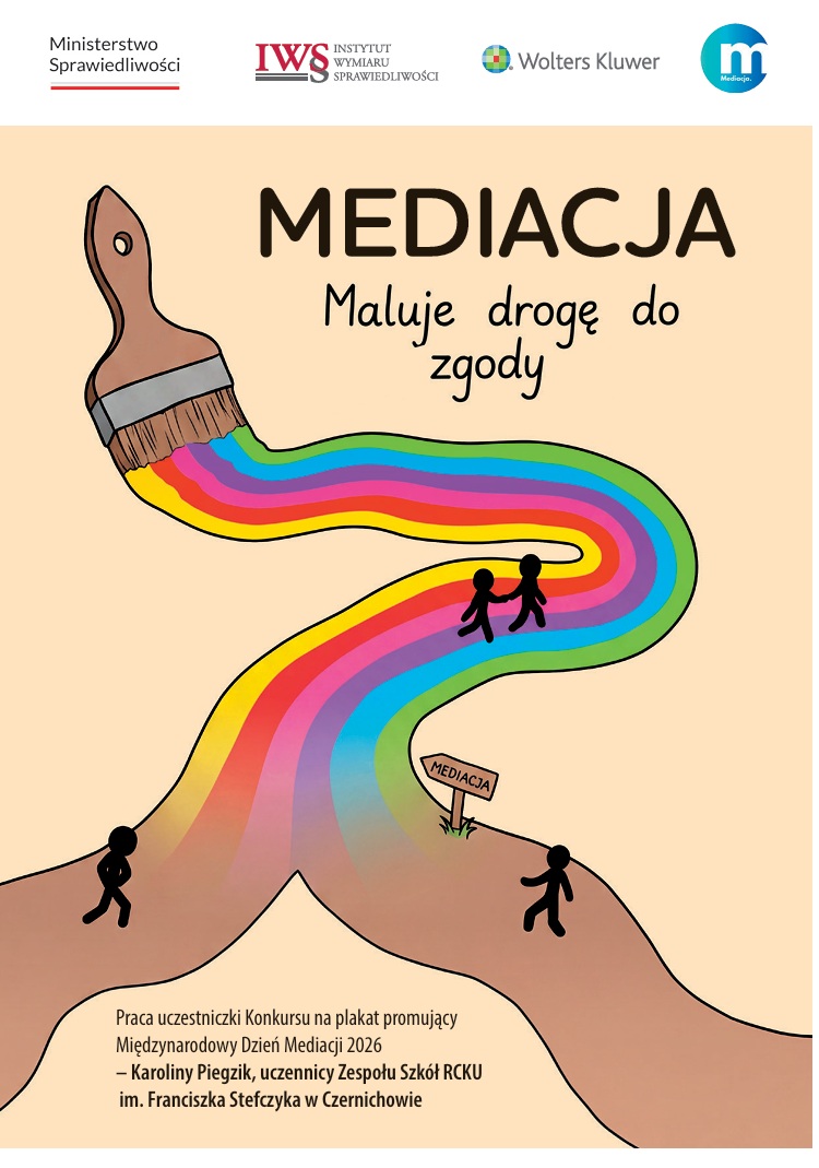 Ulotka przedstawia dwie osobne drogi z drogowskazem mediacja za którym drogi te łączą się w jedną symbolizującą zgodę.